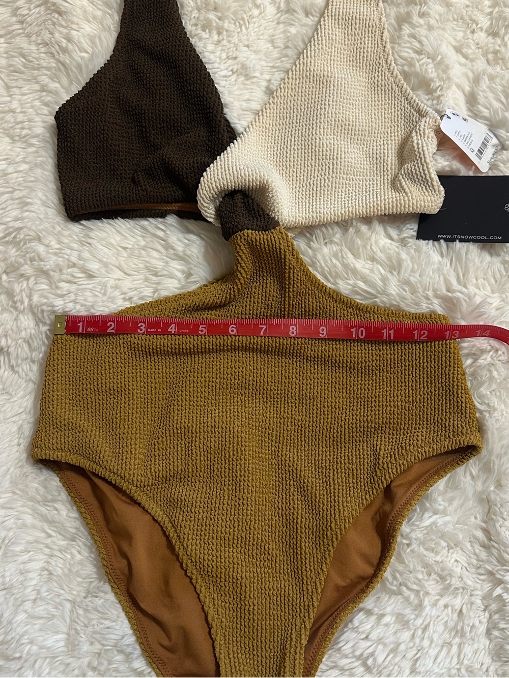 It’s Now Cool The Vee Crimp One Piece Swimsuit Earth Colorblock M NWT - Picture 4 of 11